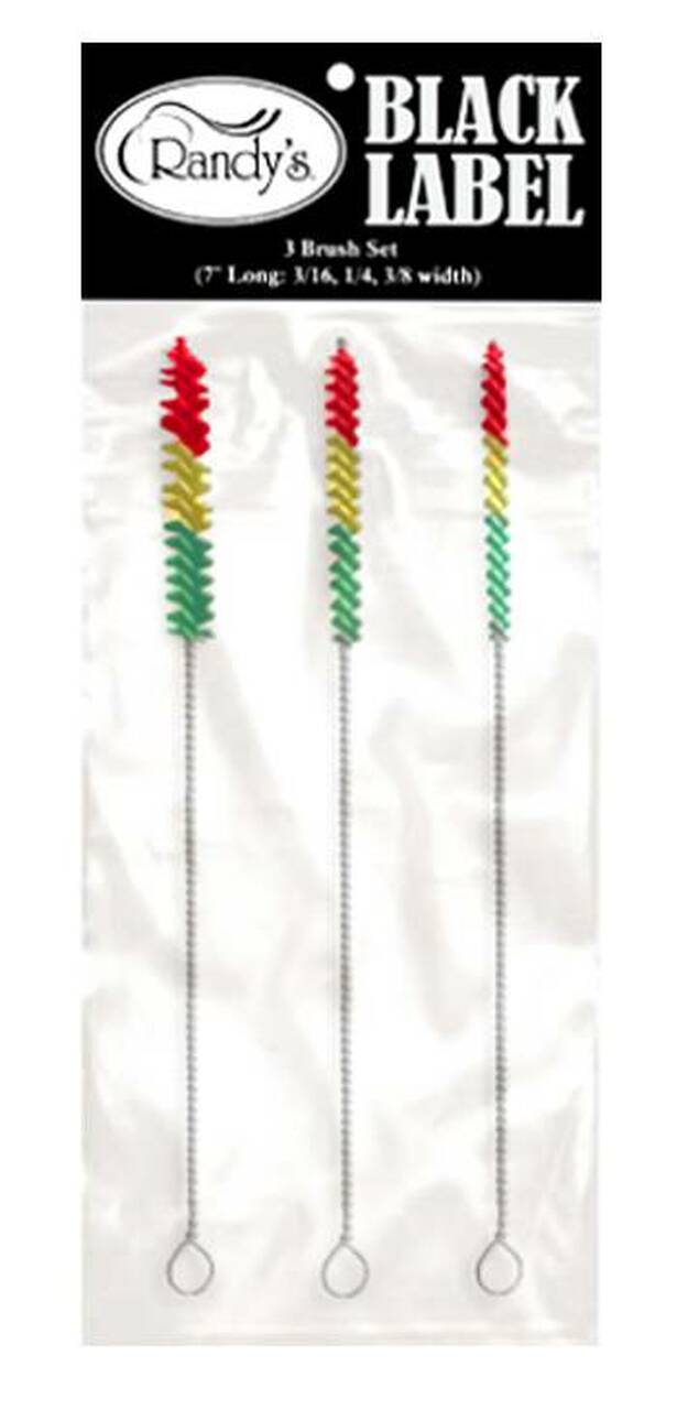 Randy's Nylon & Galvanized Steel Cleaning Brush Set of 3 - 7" Long (3/16", 1/4", 3/8" Width) - Rasta Whole Leaf Healing Tree