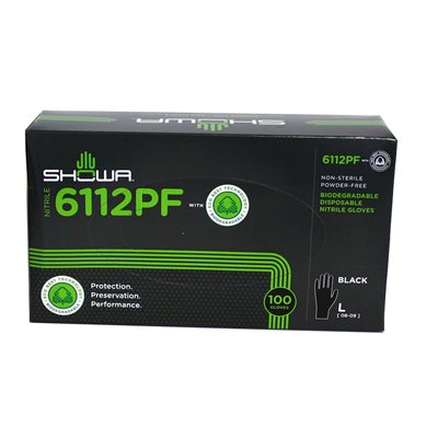 Showa Nitrile Gloves Biodegradable Powder Free Large GREEN (100) Showa