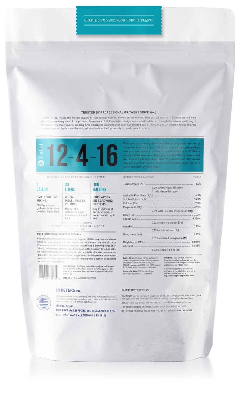 Jack's Nutrients 12-4-16 RO 1kg JR Peters