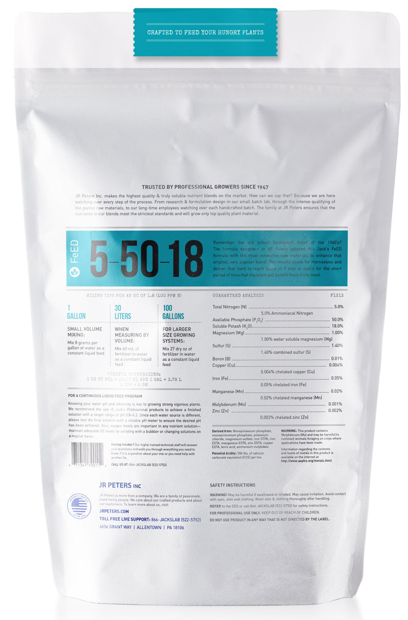 Jack's Nutrients 5-50-18 UltraViolet 1kg JR Peters